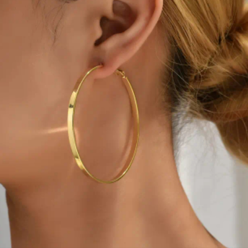 Womans 925 Silver Gold Colored Hoop Earrings
